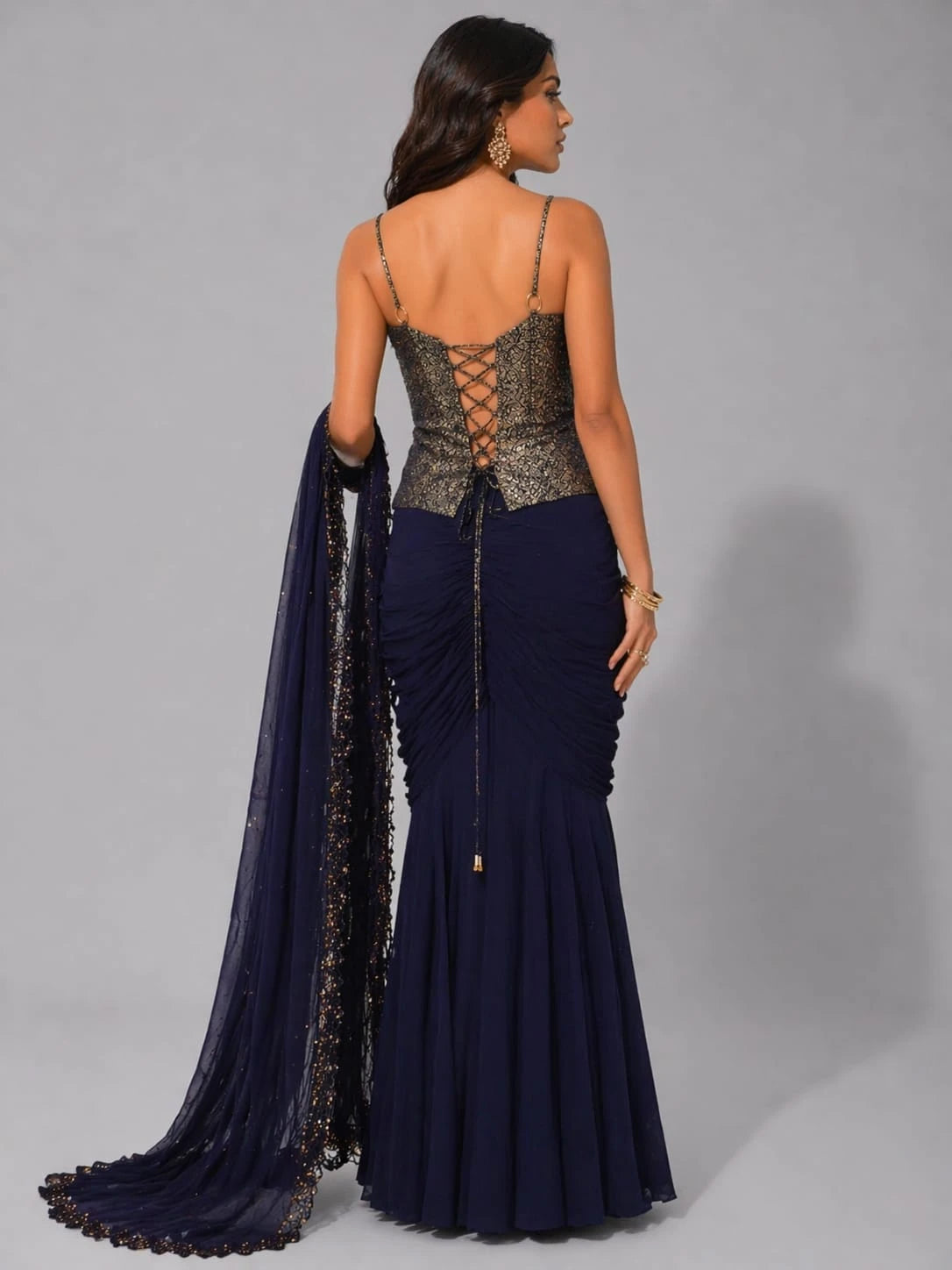 blue dhoti set