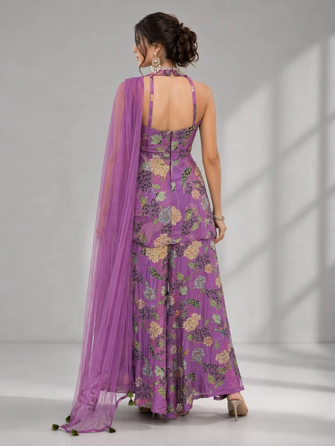  purple floral sharara
