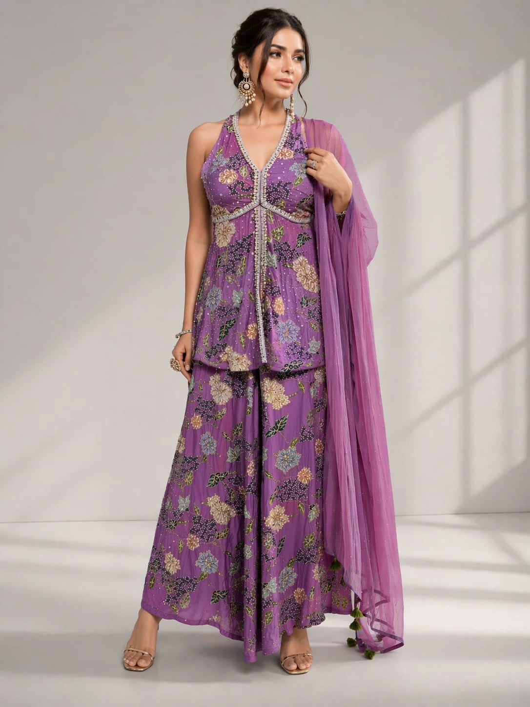  purple floral sharara