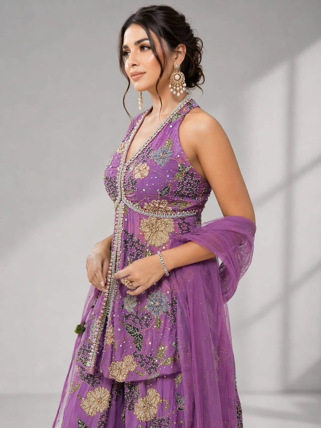  purple floral sharara