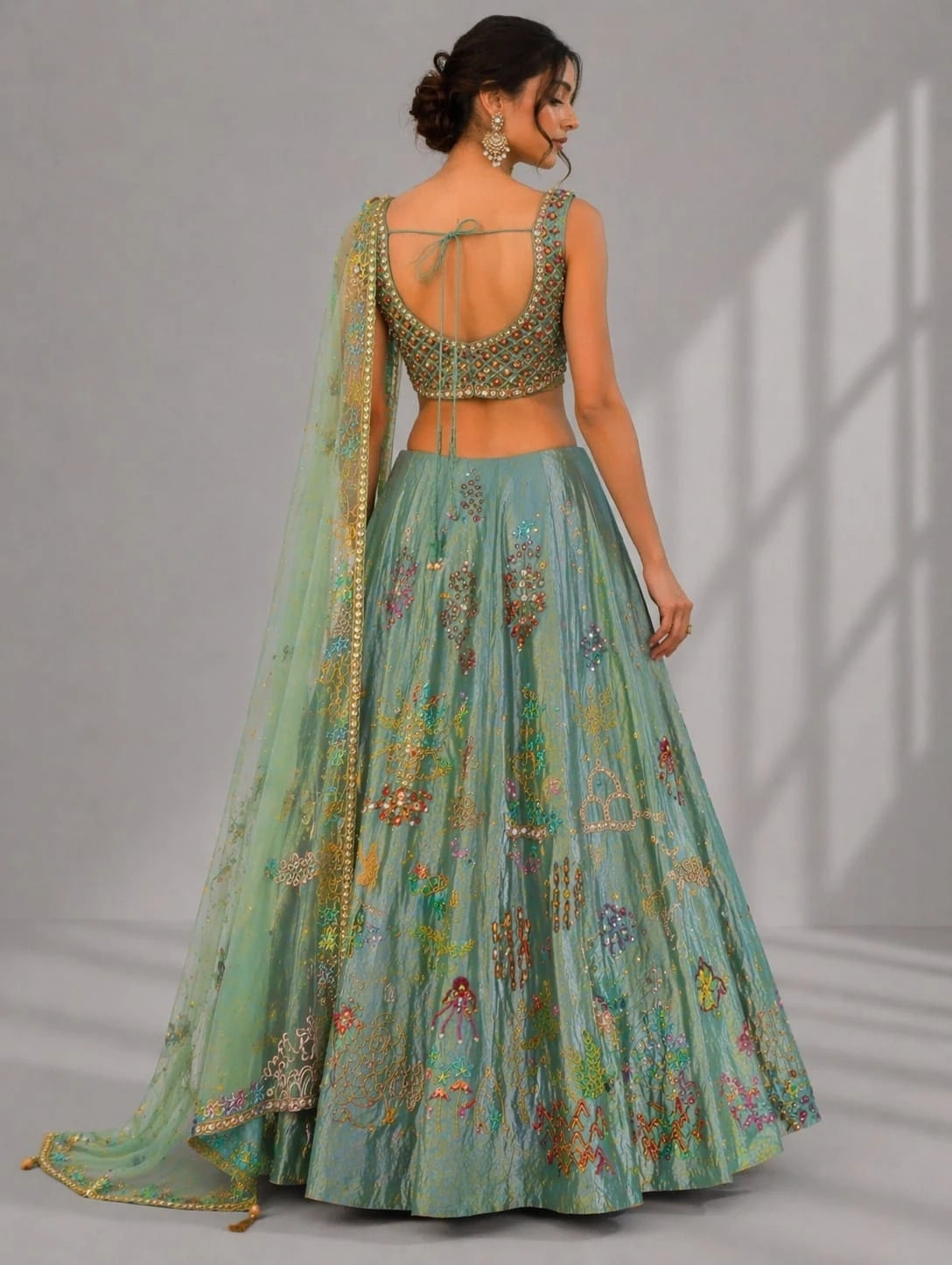  embroidered pista lehenga