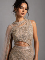 embroidered grey lehenga