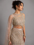 embroidered grey lehenga