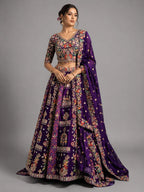 purple embroidered lehenga