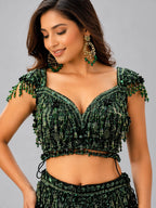 bottle green lehenga