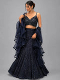 Navy blue layered lehenga