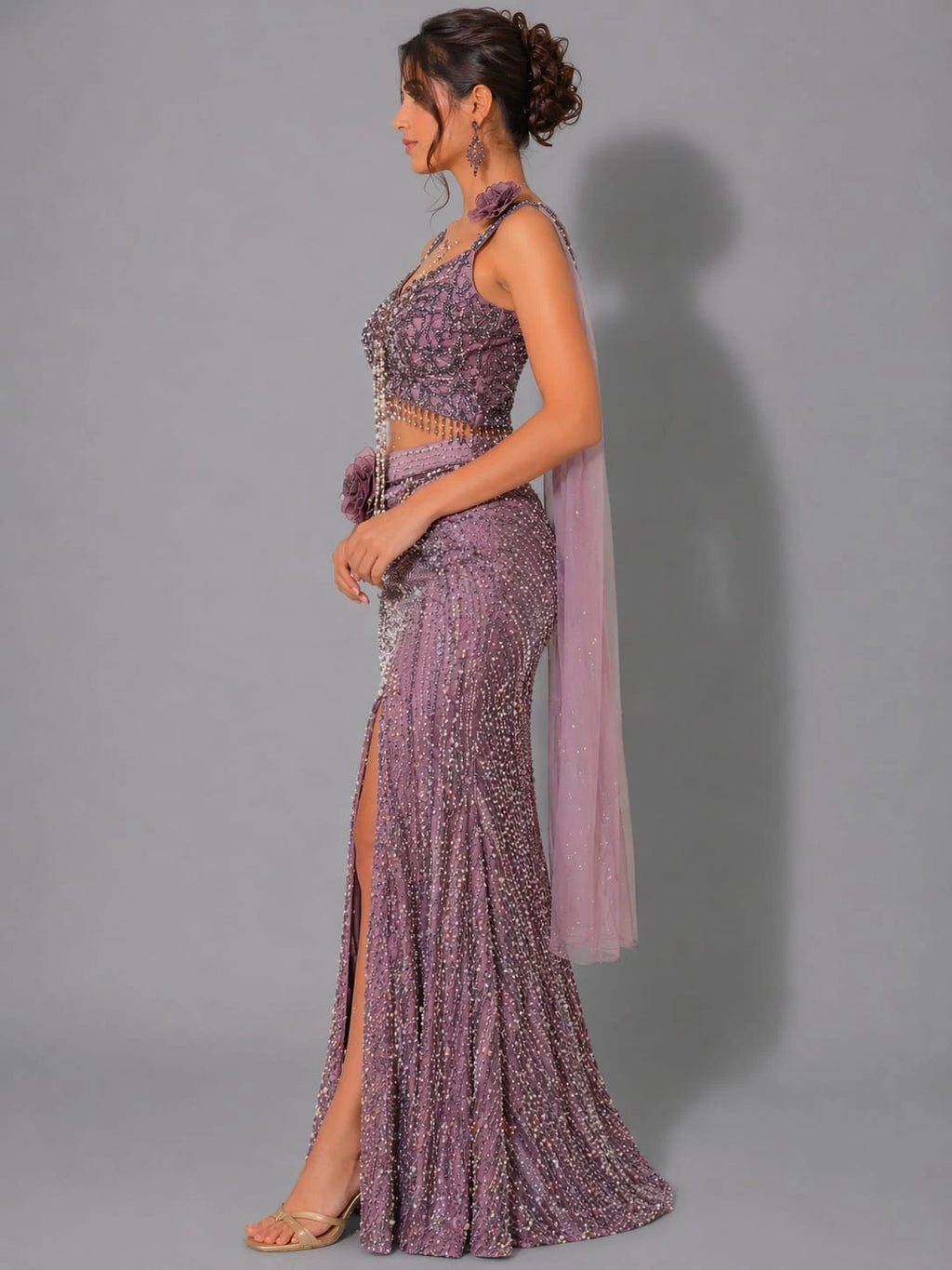 sparkling mauve western dress