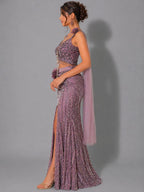 sparkling mauve western dress