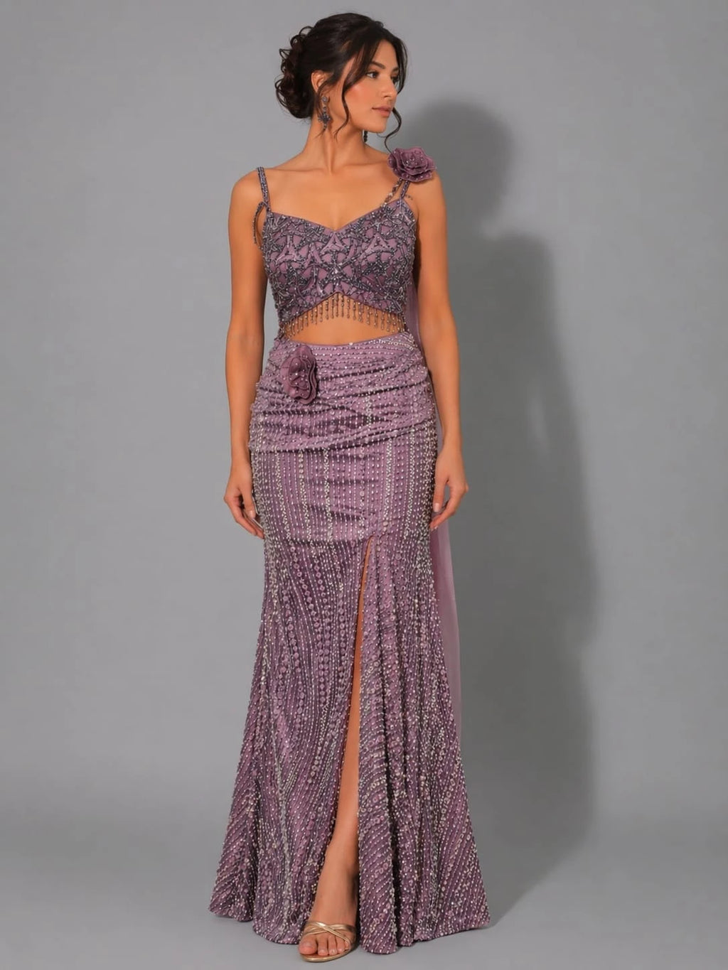 sparkling mauve western dress