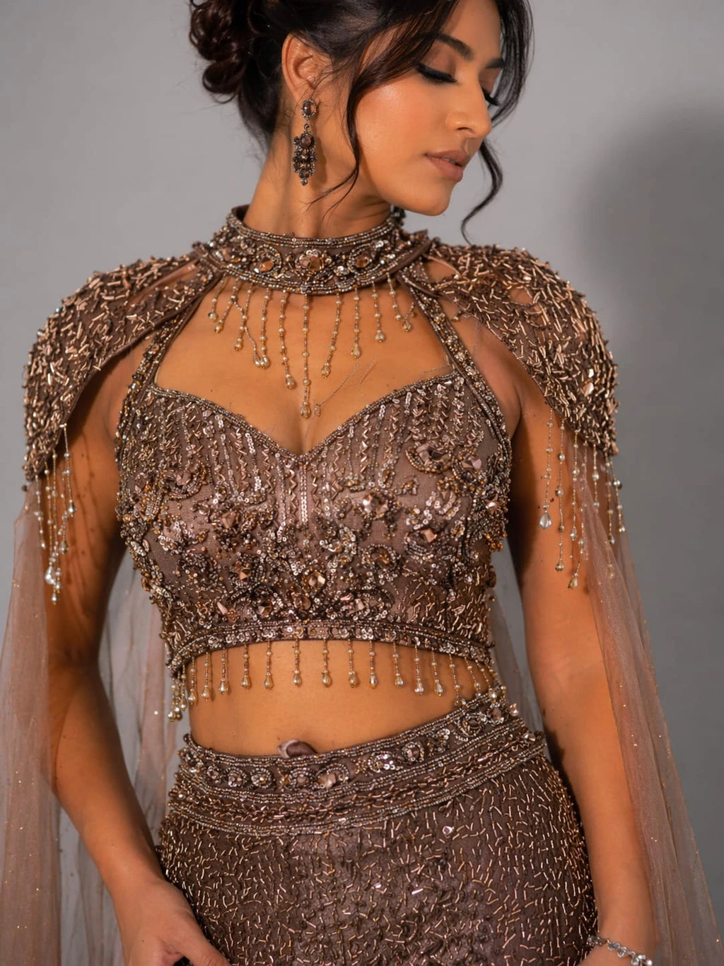 copper sparkling lehenga
