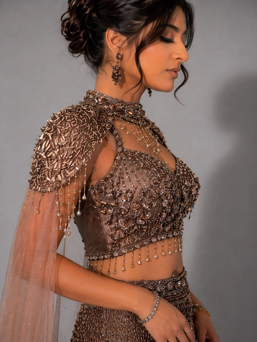 copper sparkling lehenga