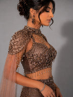 copper sparkling lehenga