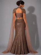 copper sparkling lehenga