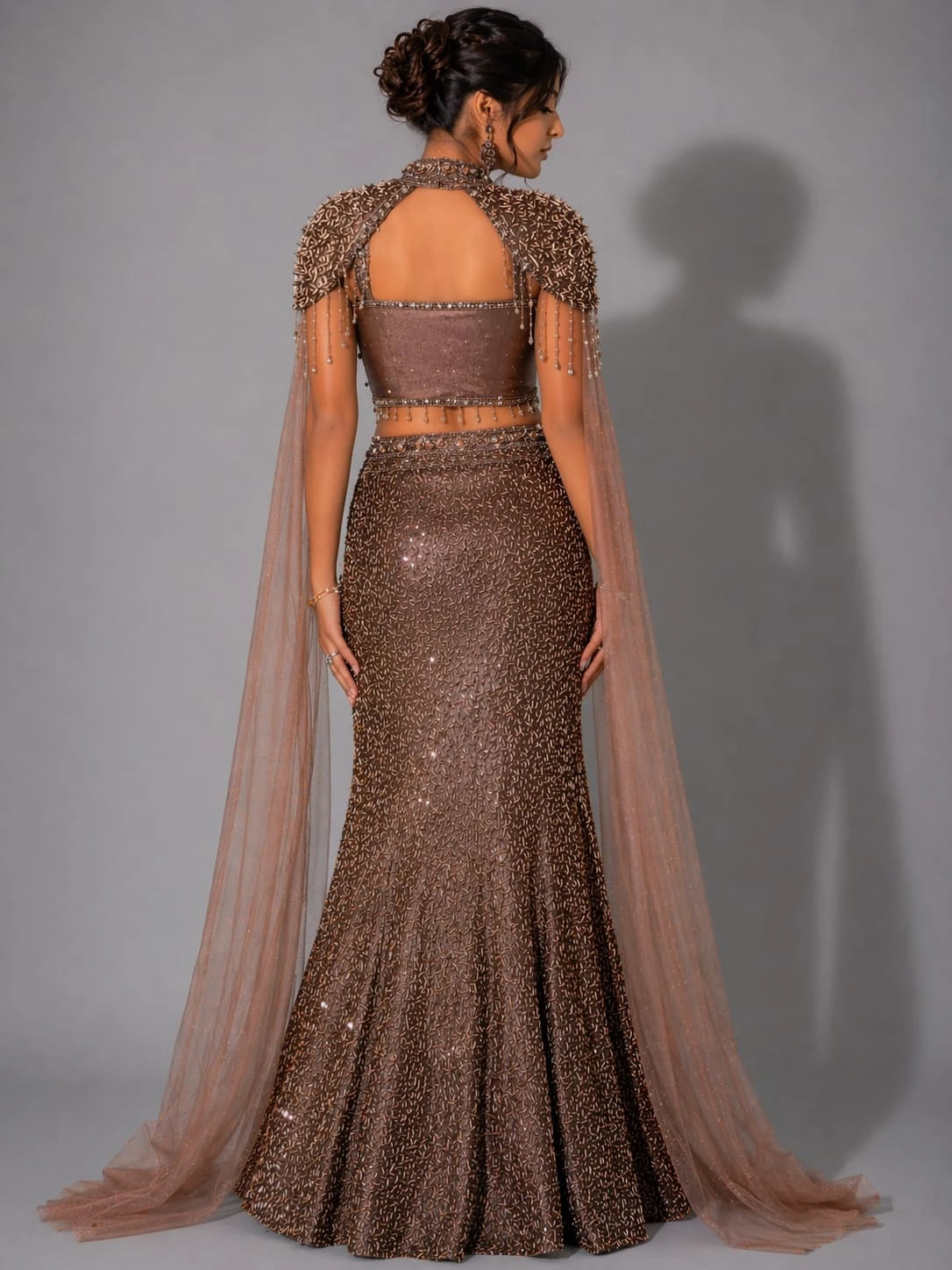 copper sparkling lehenga