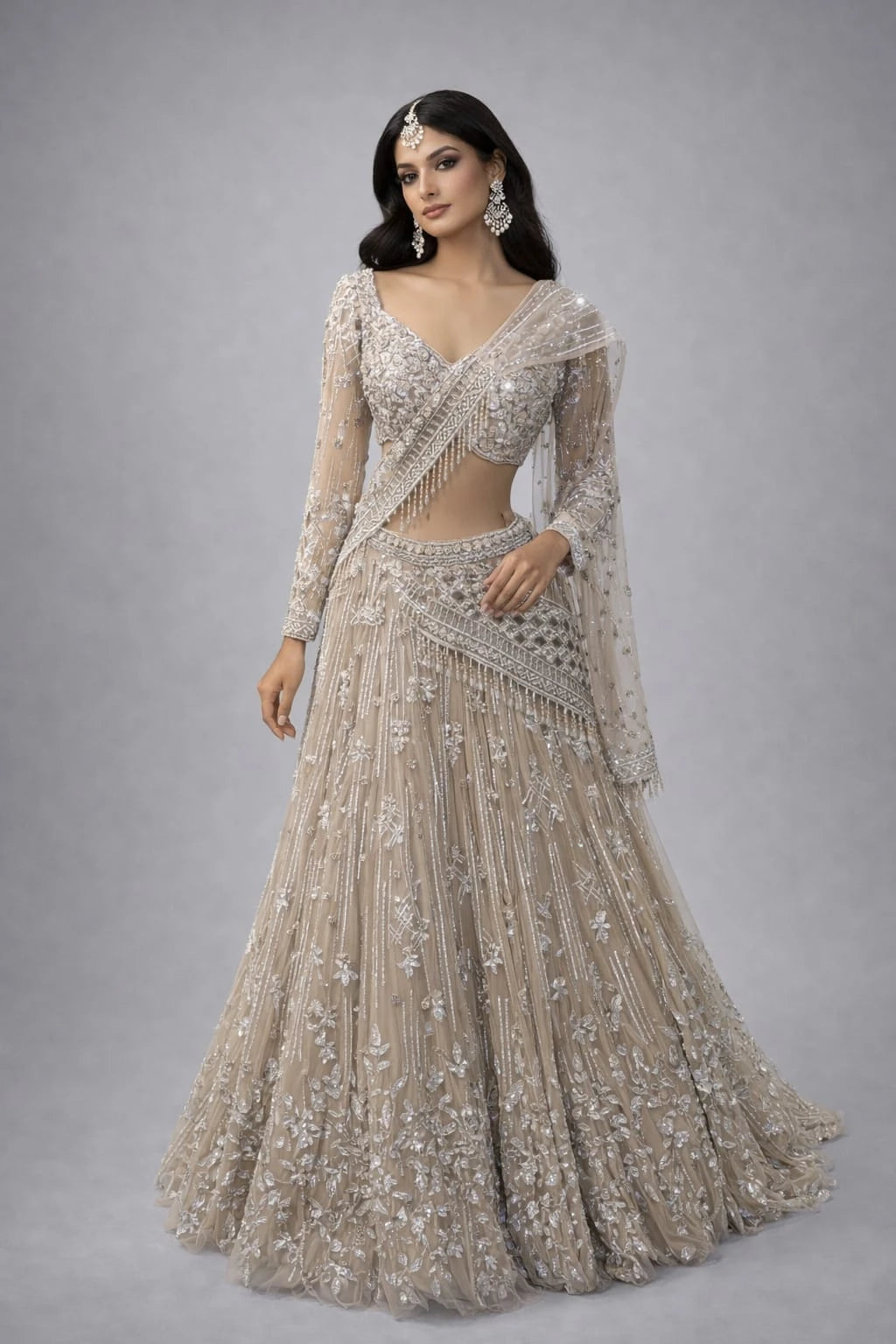 gold lehenga set