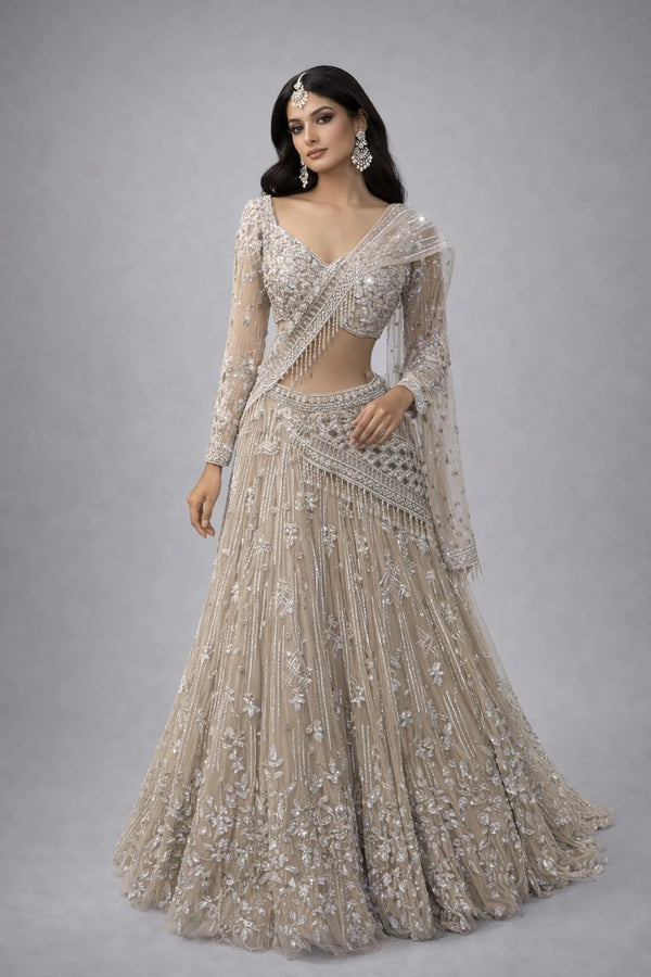 gold lehenga set