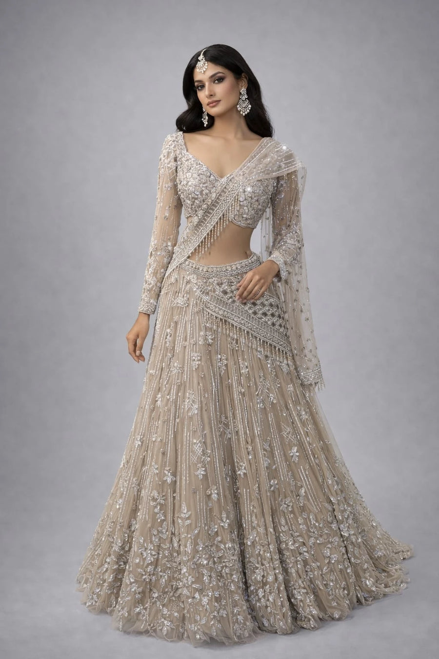 gold lehenga set