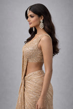 gold pre-drape saree