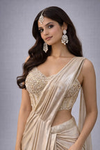 cream drape saree