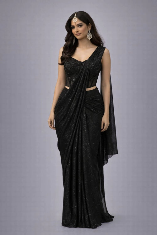 black drape saree