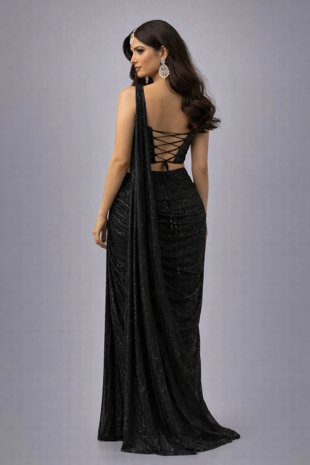 black drape saree