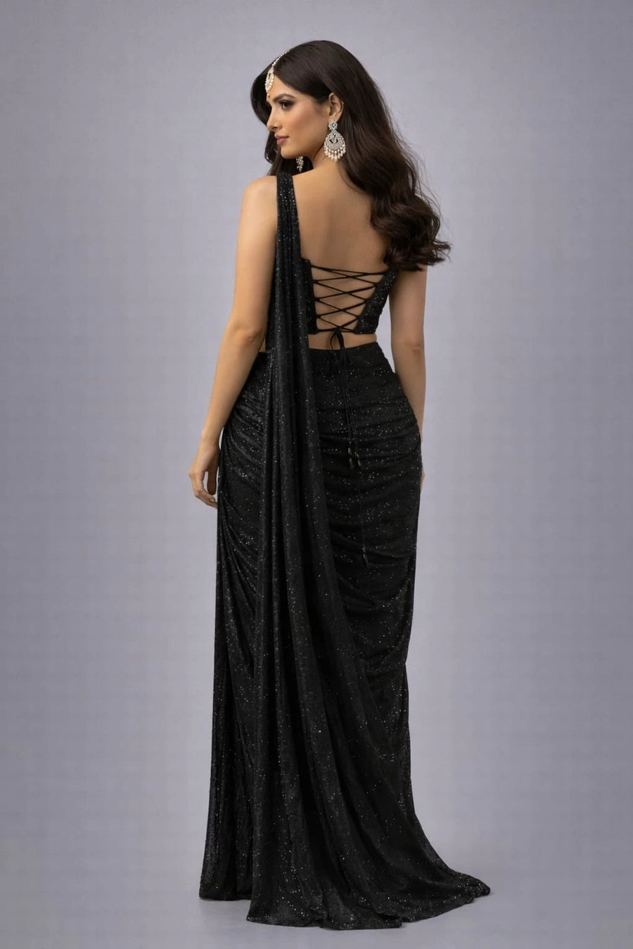 black drape saree