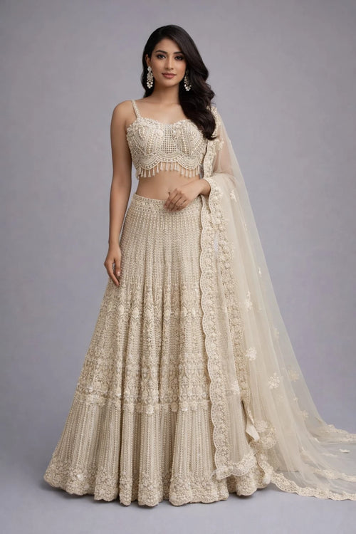 traditional beige lehenga