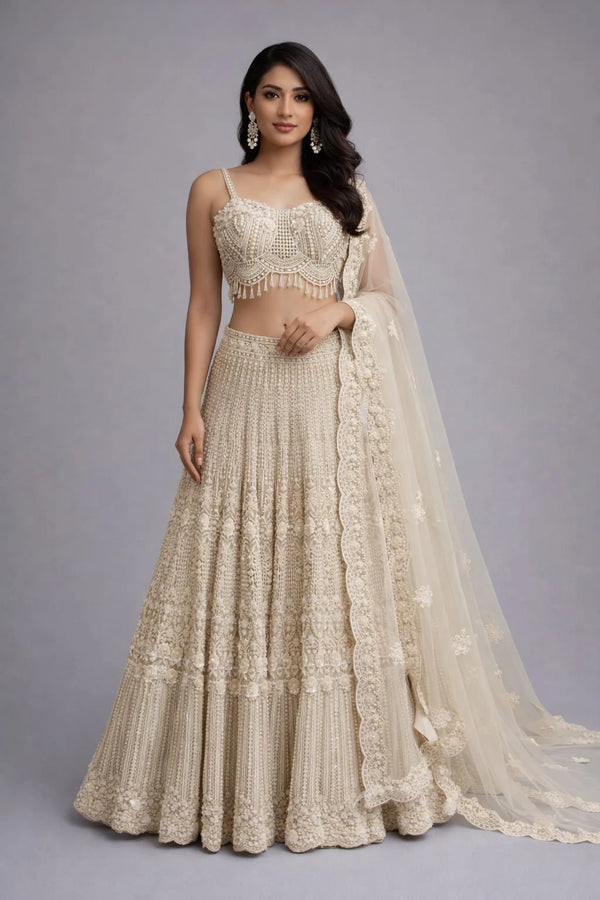 traditional beige lehenga