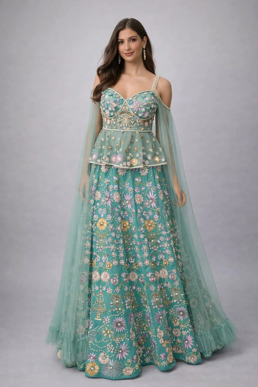 rama floral lehenga