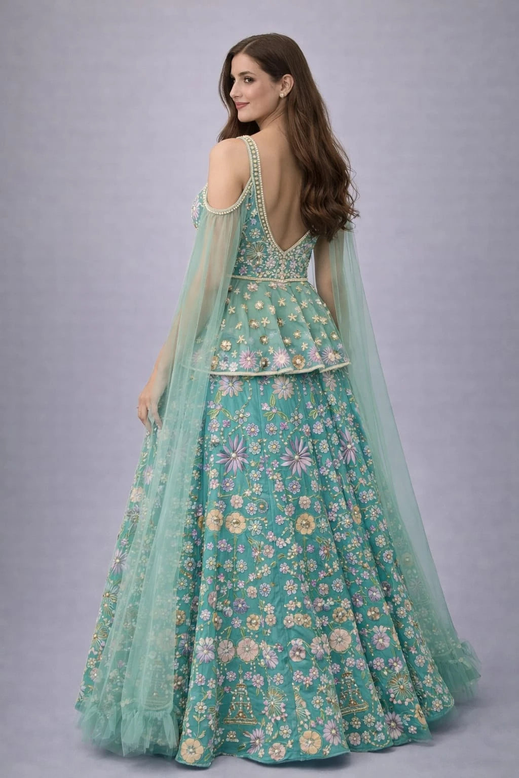 rama floral lehenga