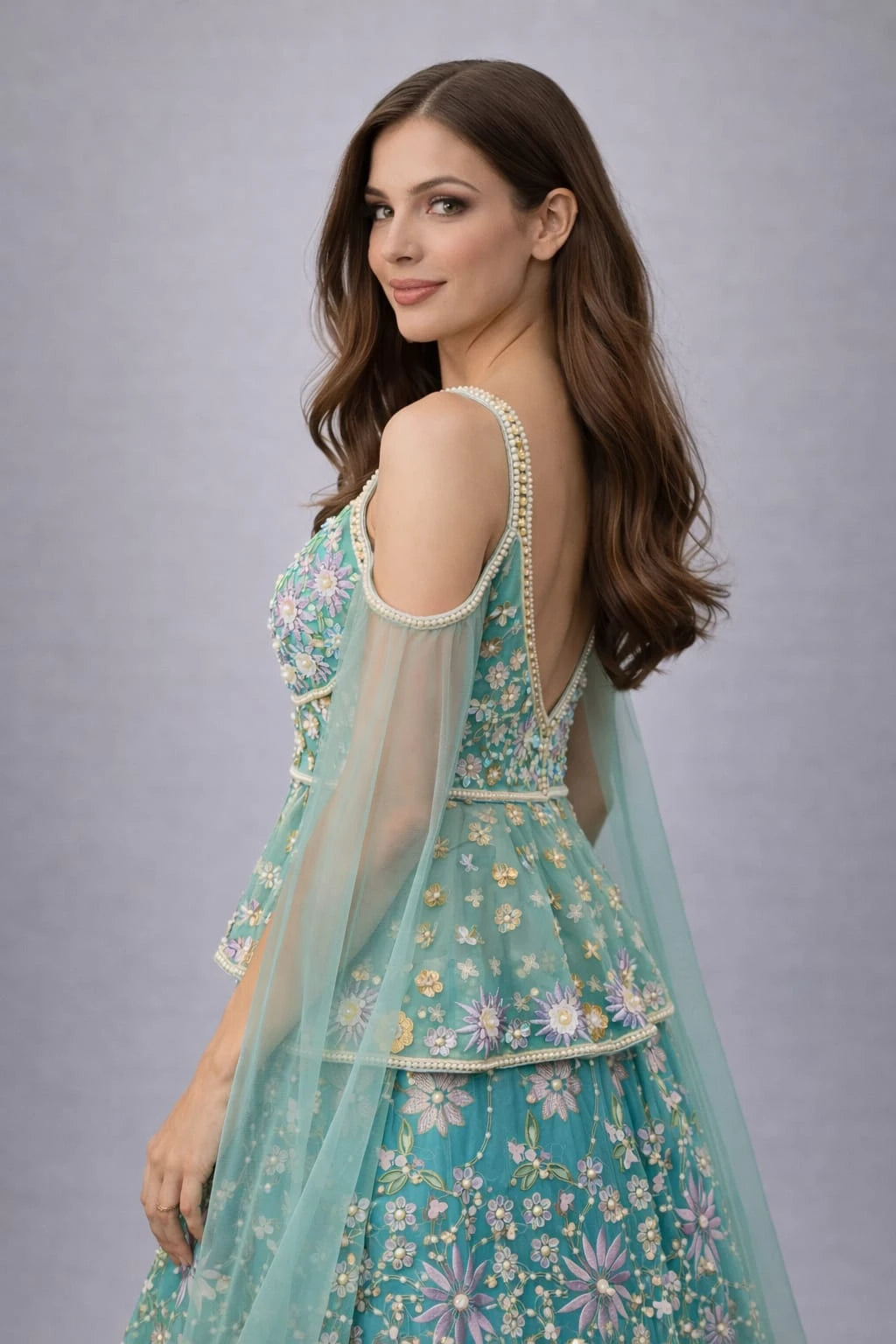 rama floral lehenga