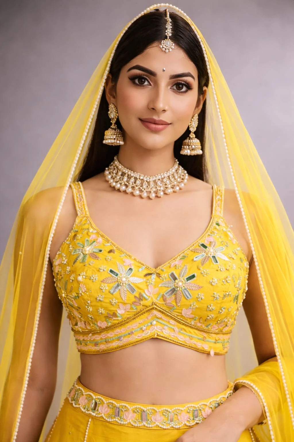  yellow embroidered lehenga