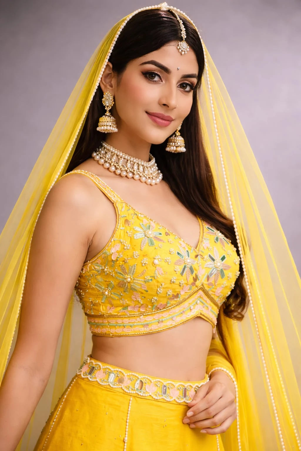  yellow embroidered lehenga