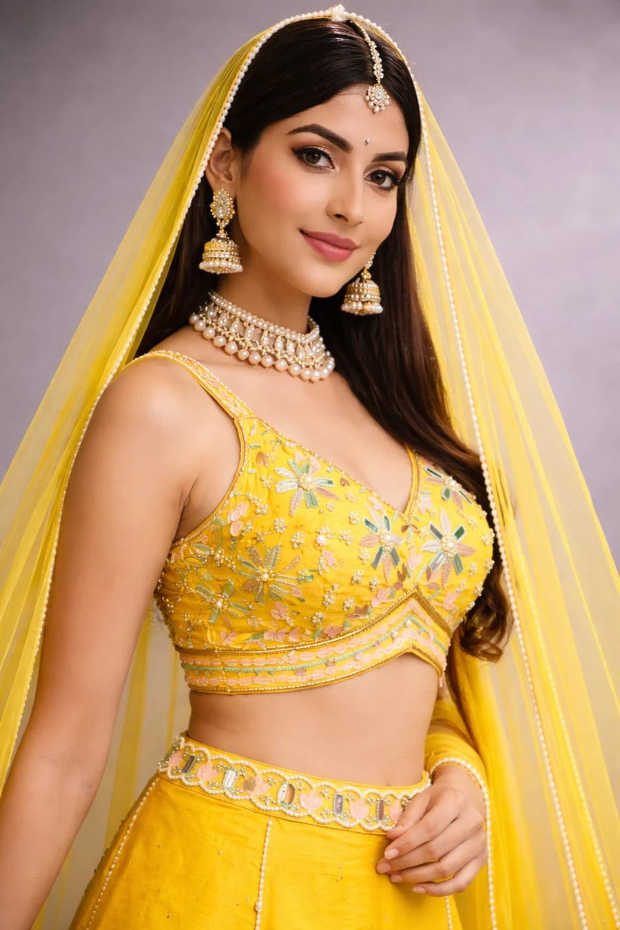  yellow embroidered lehenga