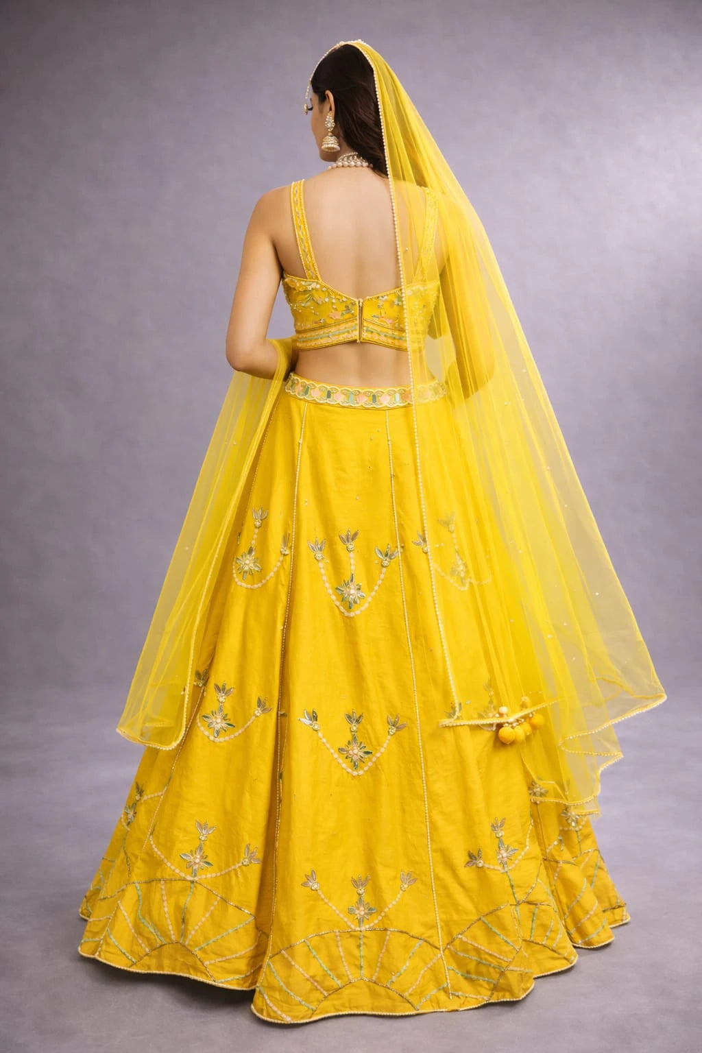  yellow embroidered lehenga
