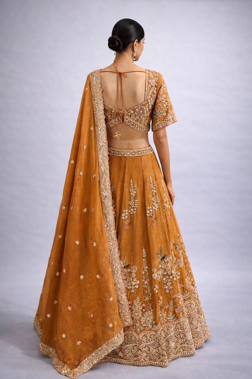 rust lehenga set