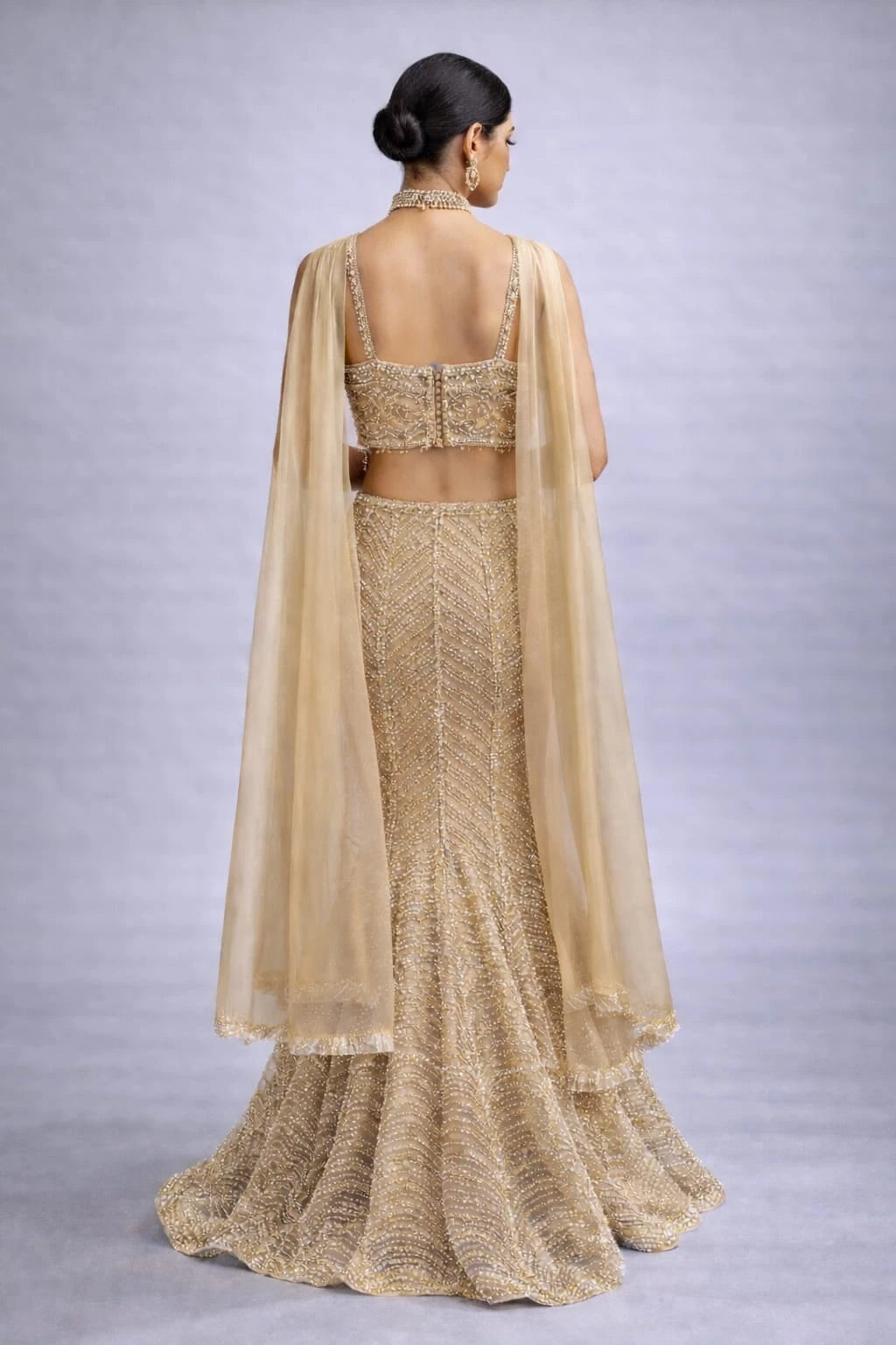 gold mermaid lehenga set