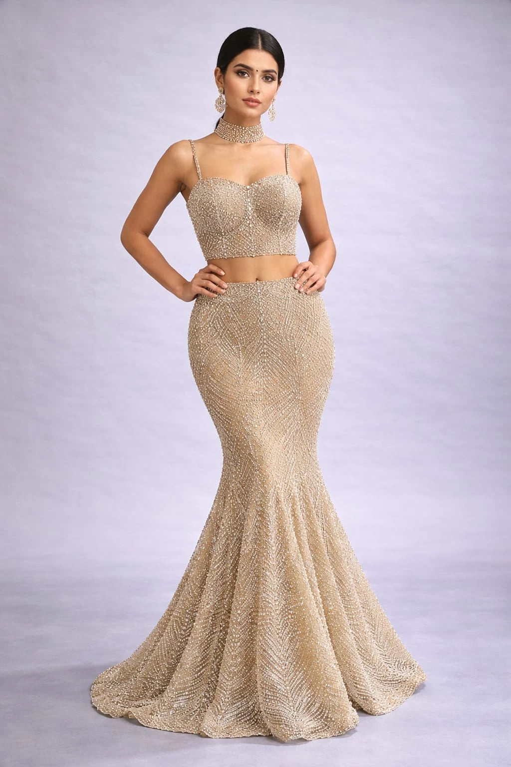 gold mermaid lehenga set