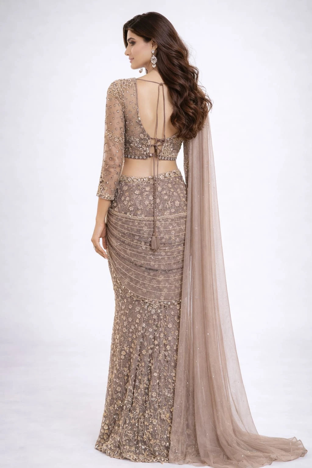 mouse pre drape saree