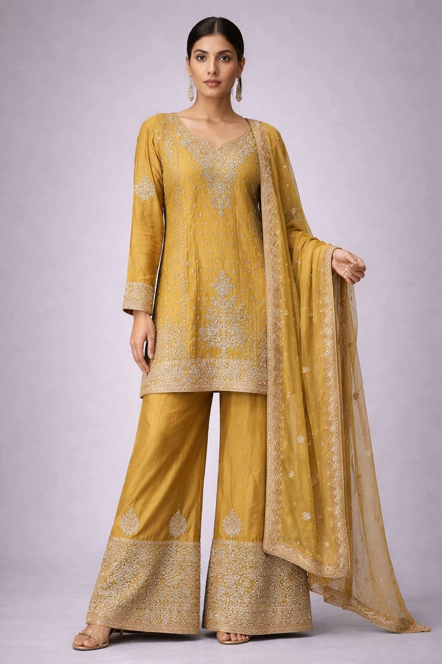mustard yellow traditional suit