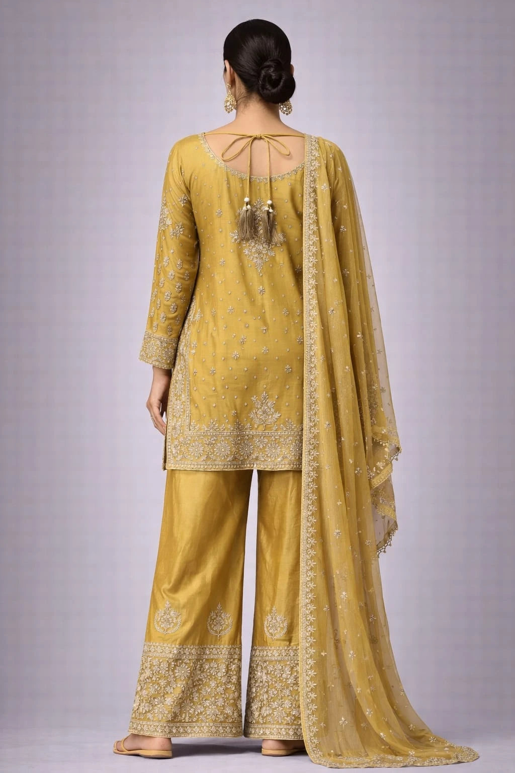mustard yellow traditional suit