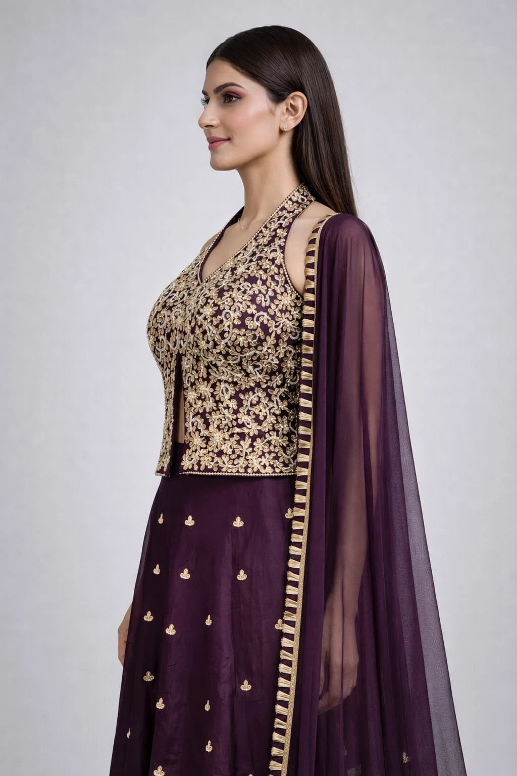wine lehenga