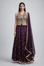 wine lehenga