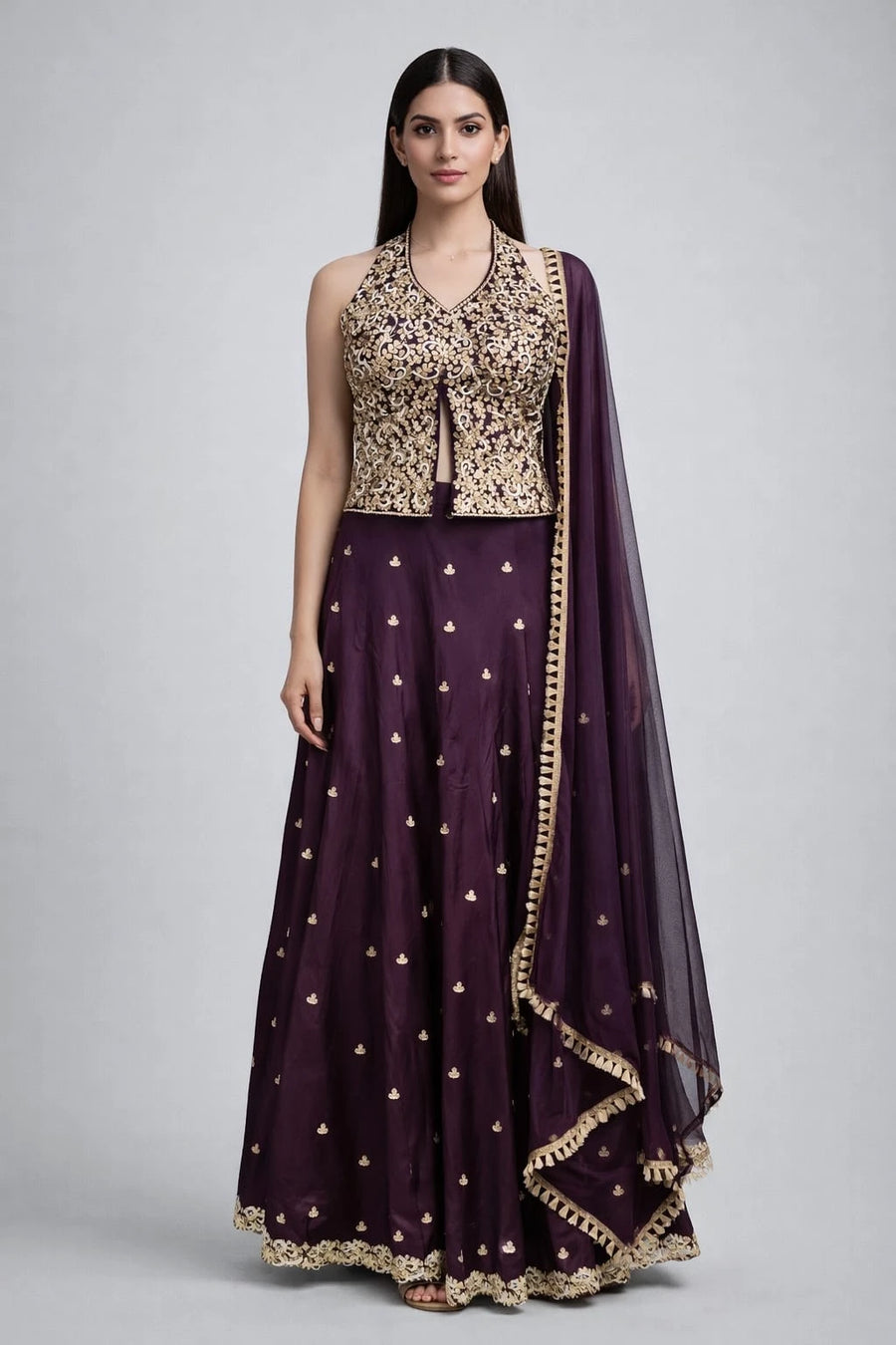 wine lehenga