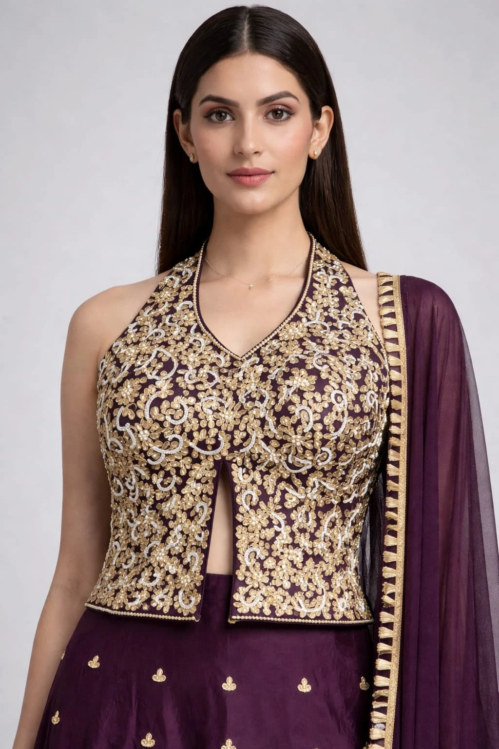 wine lehenga
