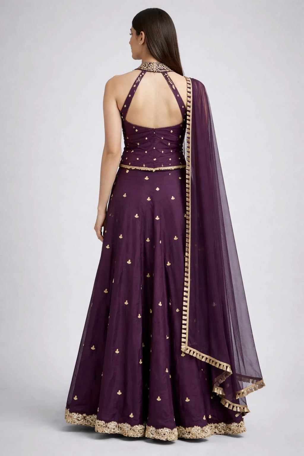 wine lehenga