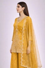 Yellow embroidered suit