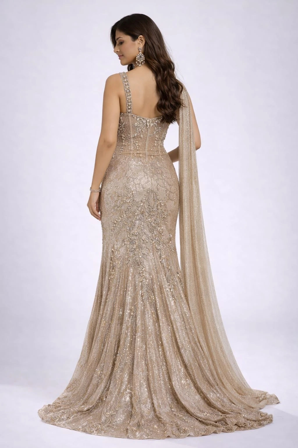 peach sparkly lehenga