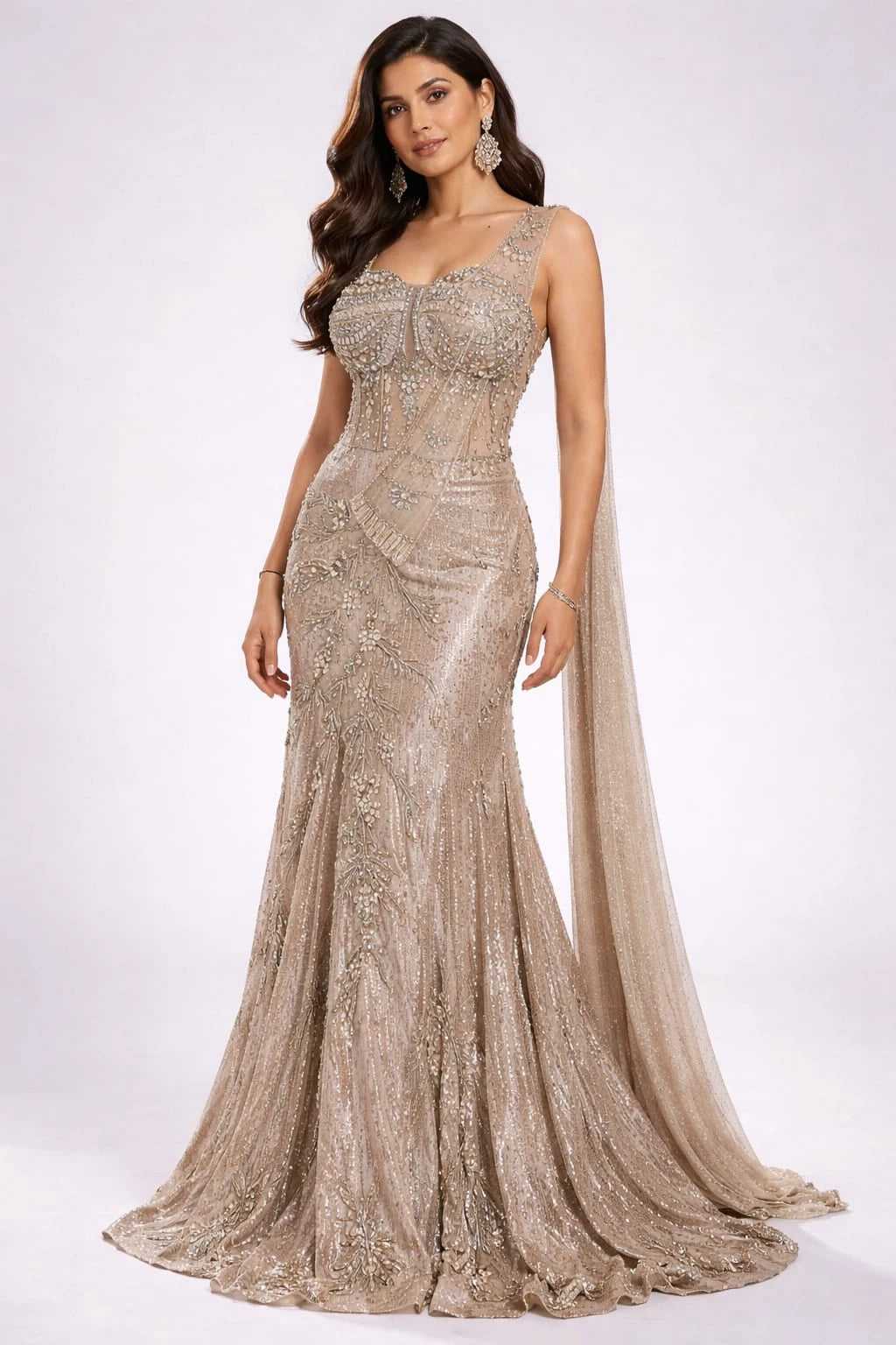 peach sparkly lehenga