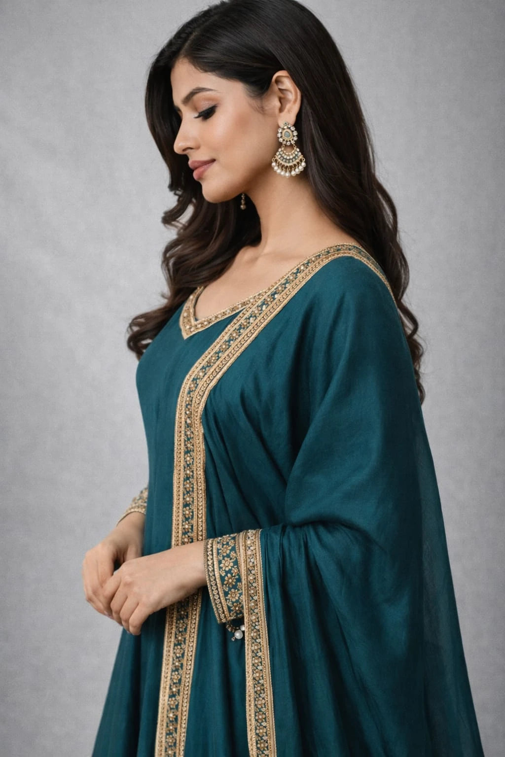 peacock green anarkali dress Green Embroidered Silk Anarkali main image 0